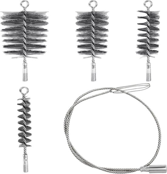 5 stuks, haardborstel, schoorsteenveger, borstel, verwarmingsketelborstel, schoorsteenbezem voor het reinigen van schoorstenen, ketel (30/50/80/150 mm)