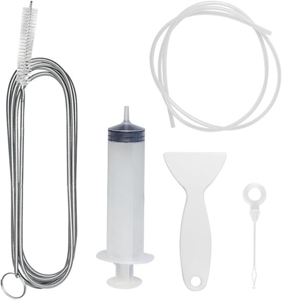 5 stuks koelkast-afvoergat reinigingsgereedschap, koelkast reinigingsset met borstel, slang, spuit, ontdooi-schop & ontstopper - afvoerreinigers set voor koelkast & vrieskast