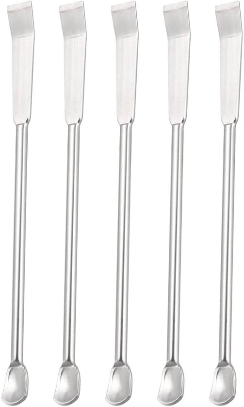 5 stuks laboratoriumspatel - lepels - 304 roestvrij staal - micromonstermix - ideale meting voor laboratorium (100 mm/4 inch) van Merkloos	