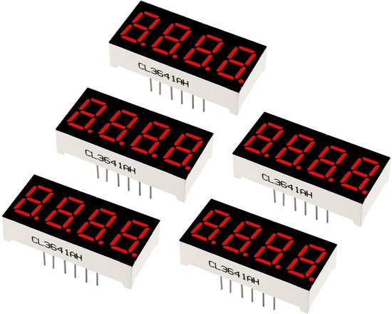 5 stuks led-display - digitale buizen - gemeenschappelijke kathode - led-segmentweergave - 4-bits - 7-segment - knutselen - ideaal voor apparaten - instrumenten - auto-accessoires - rood (12 pins) van Velleman