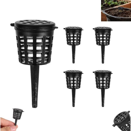 5 stuks - Meststofmand met deksel - Draagbare bemesting - Meststofmand met gaas - Voedingsbeker met deksel voor vetplanten, orchideeën, bonsai - tuinkwekerijpotten - kweekdeksels voor bonsai van Merkloos	