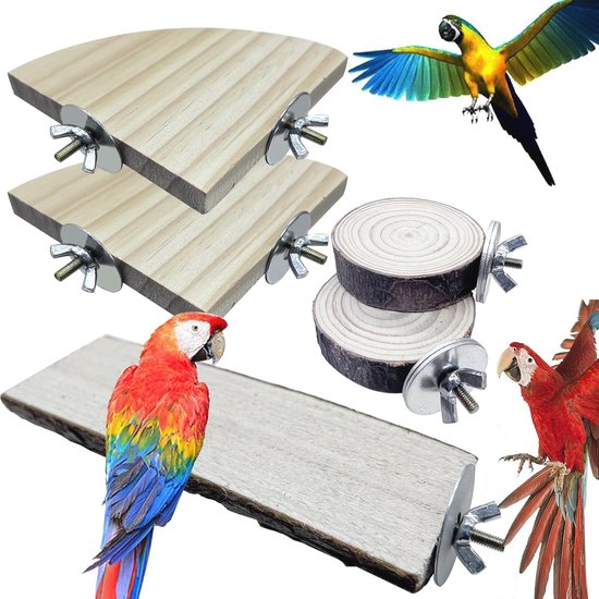 5 Stuks Natuurlijke Houten Vogelbaars Standaard voor Papegaaien en Parkieten - Gezonde Zitstokken en Speelaccessoires van Balnear