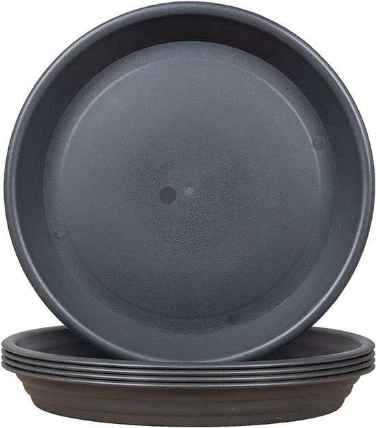 5 stuks planten schotels plastic plantenpot schotels bloempot druppelbakken voor binnen- en buitenplanten - grijs, 14 cm van Merkloos	