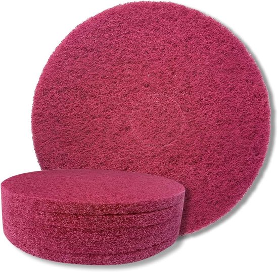 5 stuks Super Pad, 16 inch (406 mm) Floor Pads, 25 mm dik, middelgrof rood - voor Nadelfix-schuurmachine, enkele schijfmachine, vloerreinigingsmachine