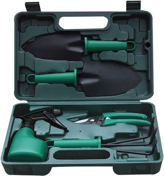 5 stuks tuingereedschapsset licht tuingereedschap set met anti-roest schop schaar hark water spray en tas van Decosa