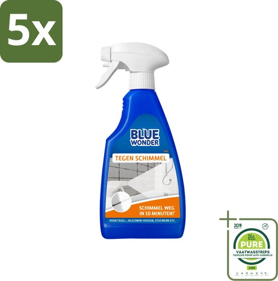 5 x Blue Wonder Tegen Schimmel 500 ml - Grootverpakking - Schimmelreiniger - Schimmelverwijderaar - Schimmelbestrijding - Schimmel Op Wanden - Schimmel In Badkamer van Merkloos	