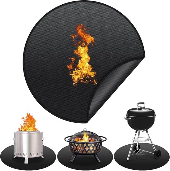 50 cm - rond - herbruikbare vuurmat voor tafelhaard - siliconen coating - brandwerende onderlegger en patio-mat van Merkloos	