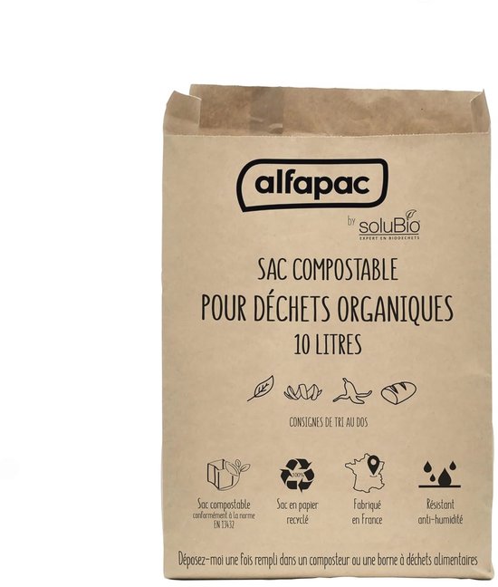 50 Composteerbare Zakken van 10L van 100% Gerecycled Papier voor Organisch Afval van Merkloos	