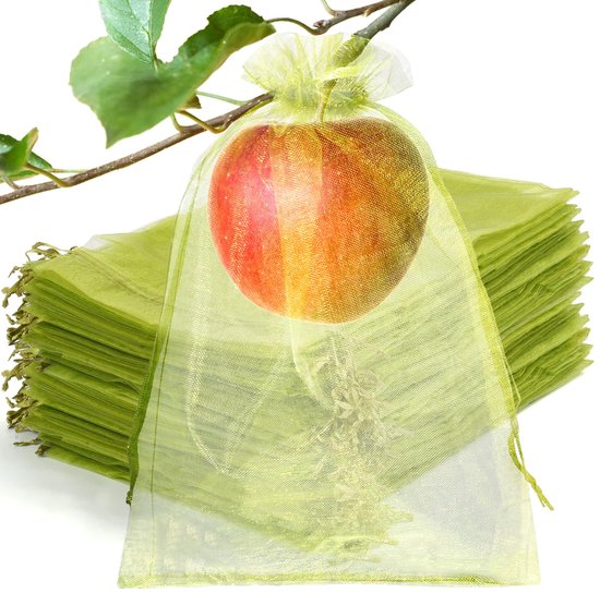 50 Fruit Bescherming Zakken, Fruit Tree Green Fruit Mesh Zakken, Trekkoord Mesh Cover Zakken, Beschermen Plantaardige Tomaat Aardbei Tuin van Merkloos	