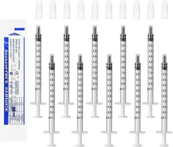 50 stuks 1ml spuit met Luer, plastic spuit zonder naald voor het doseren en vullen van olie, lijm en vloeistoffen, ideaal voor huisdieren, laboratoria en colostrum toepassingen