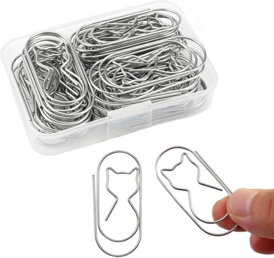 50 Stuks Kleine Paperclips Set - 50x25mm Gecoate Grote Paperclipset Met Plastic Doos - Roestvrij Staal Mini Schattige Paperclips Voor Kantoor - Papierclassificatie - Organisatie van Merkloos	