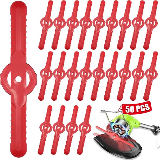 50 stuks kunststof grastrimmers, 135 mm tuinmaaier, vervangende messen, draadloze grasmaaier, snijmessen, grasmaaier, accessoires, gereedschap voor gazon, tuin, boomgaard, bos of pastoraal van GRIZZLY TOOLS