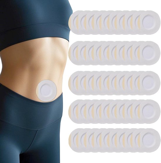 50 Stuks Ricinusolie-Wikkels voor Navel (Olie Niet Inbegrepen), Zelfklevende Ronde Ricinusoliepleisters voor Navel (Wit) van ZouYer