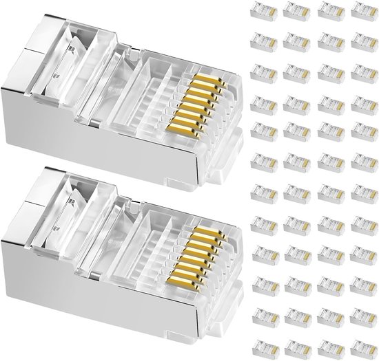 50 stuks RJ45 CAT6-stekkers voor netwerk - 8P8C RJ45 Plug Ethernet vergulde lussen - compatibel met CAT6/CAT5/CAT5E-kabels - RJ45 hogesnelheidsstekkers 1 Gbit/s van Valueline