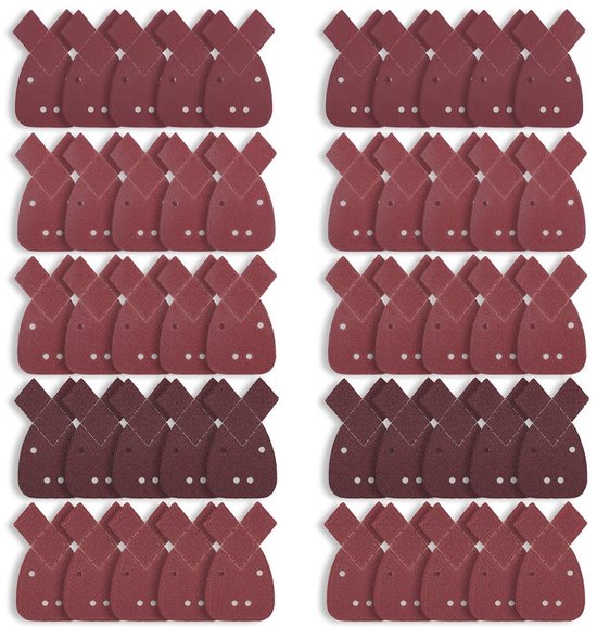 50 stuks Schuurbladen Mouse - schuurpapier voor schuurmachine met 2 reservekoppen - schuurdriehoeken - korrel 40/60/80/120/240 - voor handschuurmachine Black en Decker Detail van Merkloos	