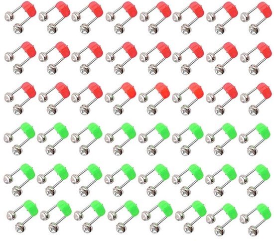 50 stuks visbel, visaccessoires, beetverklikkers, voor outdoor, vissen, hengelroede, dubbele bel, rood, groen