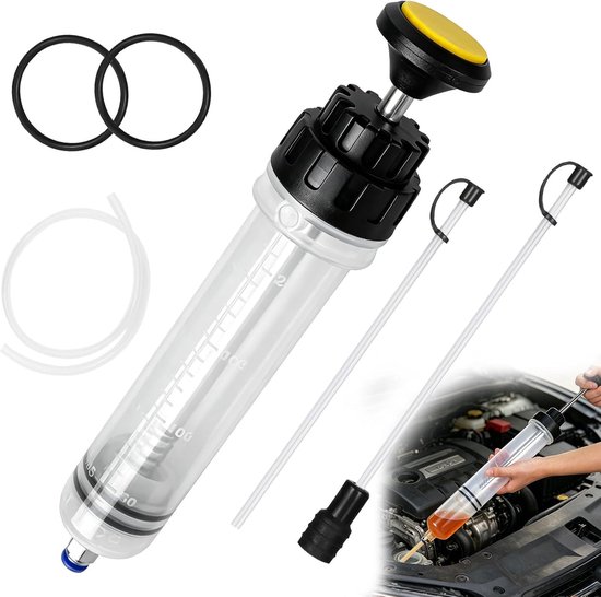 500 ml olieafzuigpomp met vulniveau-indicator en 60cm verlengslang, handmatige afzuigpomp voor olie, benzine en brandstof, vulpomp voor auto, motorfiets, grasmaaier en transmissieolie
