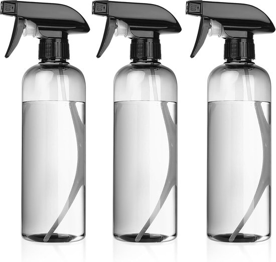 500ml Drukspuit Fles - Lege Spray Pomp Fles voor Haarstyling, Tattoo Water en Tuinieren - Transparant Zwart Atomizer en Trigger Spray Container