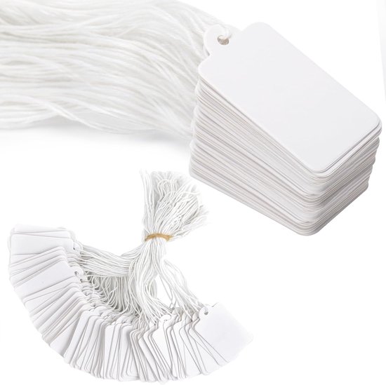 500PCS Prijs Kledinglabels met String - Mini Size Kleding Maken Etiketten - 2.5CM*4.5CM Voorraad Tickets Kleding Tags van Merkloos	