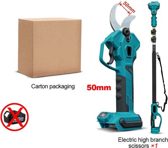 50mm Snoeischaar - Takkenschaar - Tuingereedschap - Snoeizaag - Borstelloos & Draadloos - Efficiënte Elektrische Pruner voor Bomen & Bonsai – Zonder Batterij van Merkloos	
