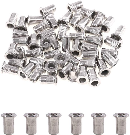 50pcs 304 RVS M3 Platte Hoofd Draad Rivet Insert Nutsert Rivet Nut Set - Bevestigingsmateriaal - Gereedschap van Merkloos	