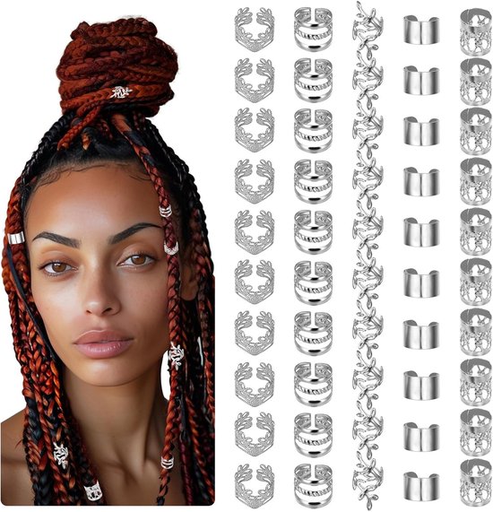 50pcs Dreadlocks Haar Sieraden - Verstelbare Metalen Kralen voor Festival - Dreadlock Accessoires van Merkloos	