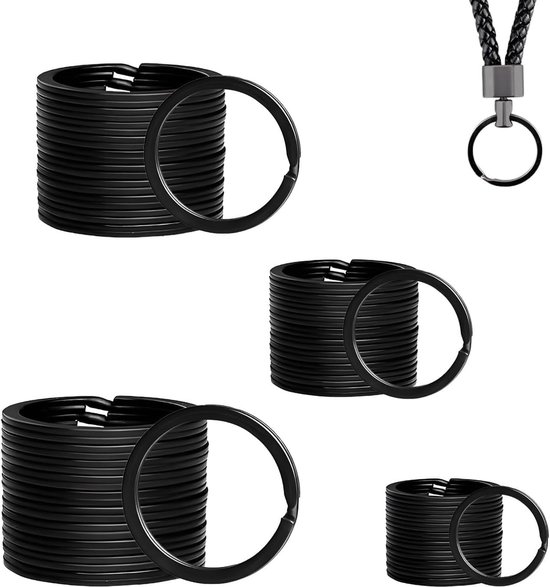 50pcs Key Rings - Rvs - Zwart - 20mm 25mm 30mm 35mm - Sleutelhanger Splitringen voor Autosleutels - Sieraden - Ambachten - Huishoudelijk van Merkloos	