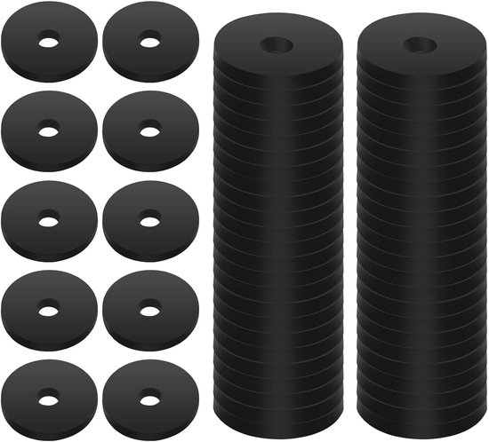 50Pcs Rubber Flat Washers - 1 OD x 1/4 ID x 1/8 Thickness - Heavy Duty Wear Resistant Washer Kit for Bolts Spacers Hose van Merkloos	