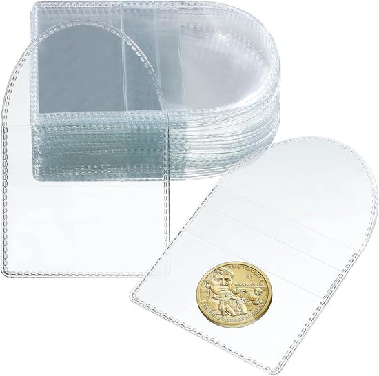 50pcs Single Bag Coin Holders - Clear Plastic Coin Holders - Individual Anti-oxidation PVC Coin Protectors voor Munten - Currency - Sieraden en Kleine Verzamelobjecten - 5.5 x 5cm van KATUMO