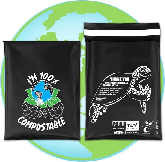 50x Composteerbare Verzendzakken 25,5 x 35,5 cm - Bio Afbreekbare Eco Mailers van Merkloos	