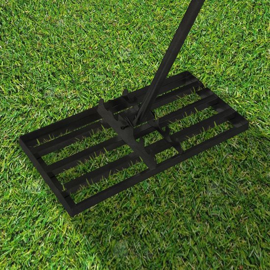 50x25cm Rasenrakel Voor Sanden En Abzetten, Rasen Nivellierreken, Rasenwerkzeug, Vlakkenebner, Levelingrake, Leveler Voor Het Niveau Aanpassen Van Het Gras In De Tuin, Met Een Ergonomische Greep, Geschikt Voor Tuin, Golfbaan En Hinterhof, Zwart