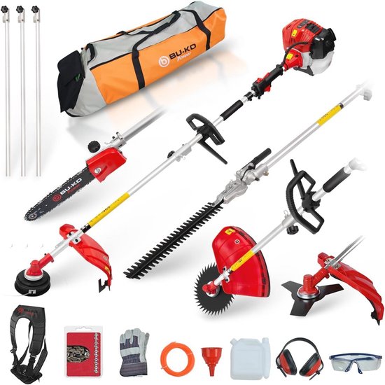 52cc Benzine Multifunctioneel Tuingereedschap - Strimmer, Heggenschaar, Snoeischaar en Kettingzaag van Merkloos	