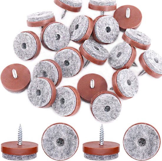 52Pcs 28mm Bruine Schroef-op Meubels Antislip Vilt Pad Slider Vloerbeschermer voor Houten Poot Voeten van Stoel Tafel Bank Kruk (52Pcs 28MM) van Merkloos	