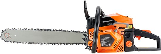 58 cc benzinekettingzaag, 20 inch benzinezaag, 2,7 pk met antisliphandgreep, dubbele brandstoftanks, ideaal voor het zagen van hout, snoeien van bomen en ontginnen van land van Merkloos	
