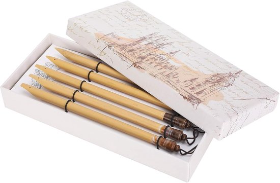5st Dip Pen Handgemaakte Manga Kalligrafie Vintage Tekening Schilderen Kit Schoolbenodigdheden - Natuurlijke Bamboe Tip Set - Kalligrafie Accessoires en Kunstbenodigdheden van Merkloos	