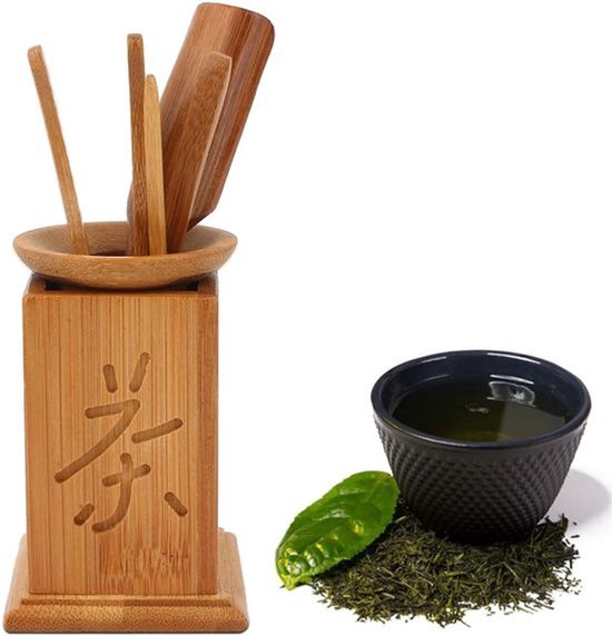 6-delige bamboe theeceremonieset met theelepel, theeklem, theenaald en theetrekker voor Chinese Gongfu-thee