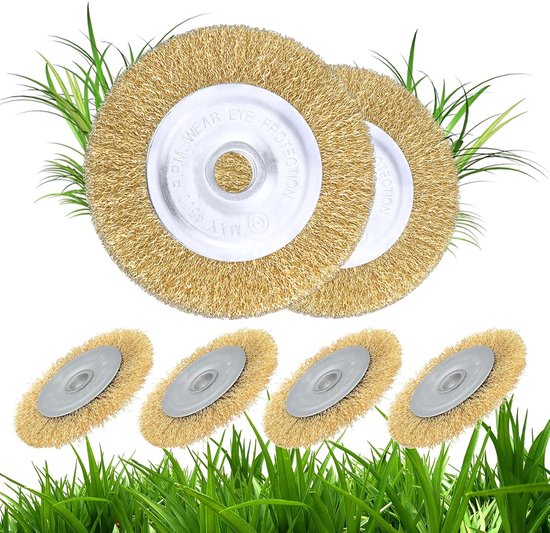 6-delige set, draadborstel, compatibel met G-loria multibrush, Ø 11,5 cm, Weedbrush accessoires, staaldraad voegenborstel voor vloerreiniging, mos, vuil en onkruid in voegen