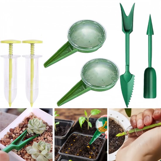 6-delige set - zaaimachineset - mini-zaaimachine - Klein zaaigereedschap – Handmatige zaaimachine - set plantgereedschap - mini-zaaddispenser - klein zaadplantgereedschap - handmatige zaailing - voor kleine zaden - voor tuinbloemen en groenten -Groen van Merkloos	