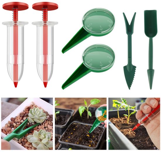 6-delige zaadzaaiset - Mini handmatige zaaimachine - Groenteverdeler - Draagbare tuingereedschappen voor zaailingen van Merkloos	