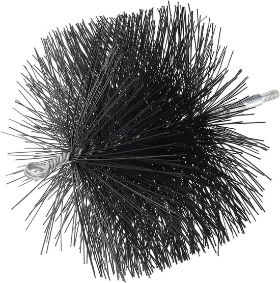 6 "Draad Schoorsteen Reinigingsborstel, Polypropyleen Ronde Schoorsteen Vegen Borstel met 1/4 NPT-fitting voor Open Haard Brandende Kachel Tent Droger Pijpen, Zilver