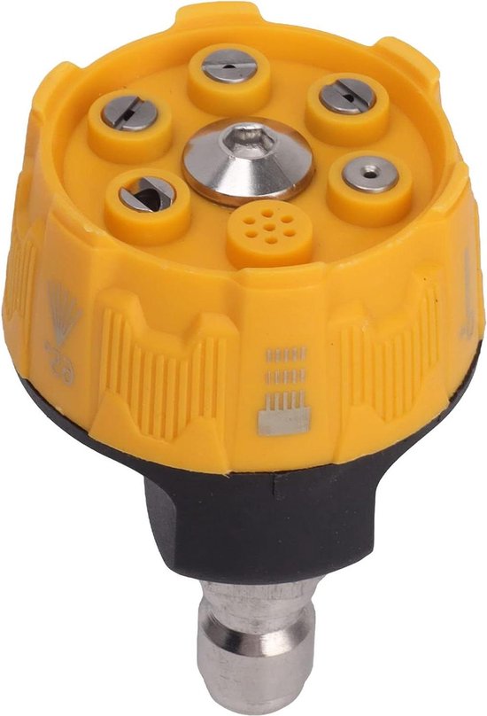 6-in-1 Multifunctionele Hogedrukreiniger Sproeikoptips - Verstelbaar - 3000 PSI - Roestvrijstaal - Snelkoppeling - Zwart . van Merkloos	