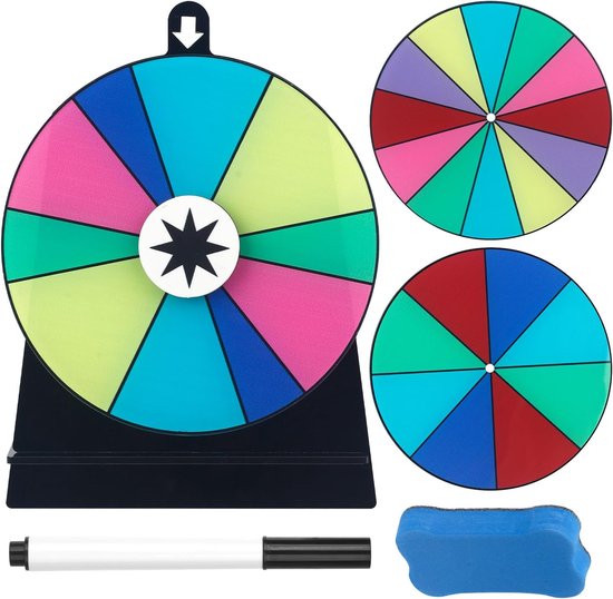 6 inch lucky wheel voor spinning - lucky wheel met stand - prijzenwiel voor carnaval - tafel roulette spinner - zelfvormend - 3 draaien - verwijderbare lucky wheel van Merkloos	
