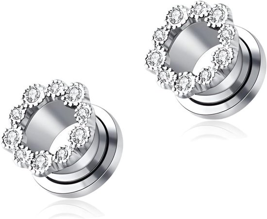 6 mm (2 G), verkocht als paar, roestvrijstalen tunnel-plug-oorbellen, dubbel uitlopend, oor-expander, modieuze uniseks piercing-oor-expander-oorbellen