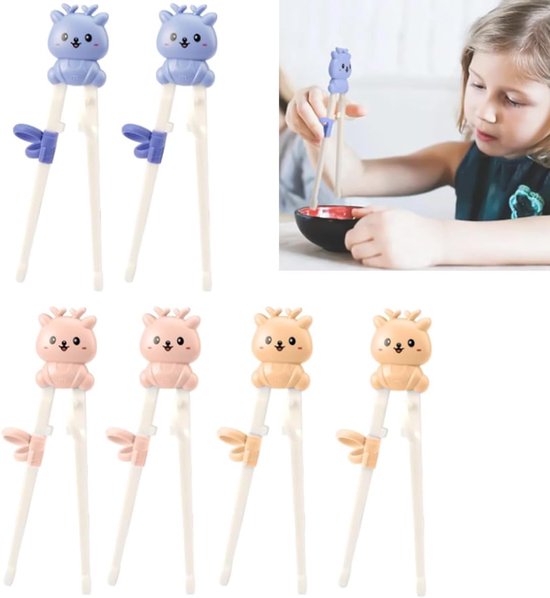 6 Paar Kids Training Eetstokjes - 18x5.5cm Beginner Training Eetstokjes - Chopsticks voor Kinderen met Hulp Ontwerp - Voor Volwassenen Beginners Kinderen Senioren en Ouderen van Merkloos	