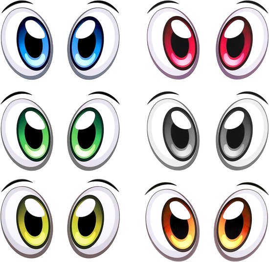 6 paar zelfklevende oogstickers - ogen om op te plakken - voor de decoratie van stofzuigers - robotmaaiers - veegmachines - vuilnisbakken - waterdichte kleefogen - zelfklevend - voor kinderen van Xiton
