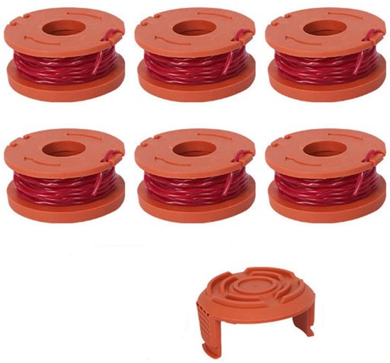 6-pack reservespoelen met trimmerdraad Geschik voor Worx WA0010 grastrimmer van Merkloos	