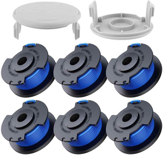 6-pack Trimmerspoelen met Draad & Deksel - Geschikt voor Grastrimmer van BLACK+DECKER