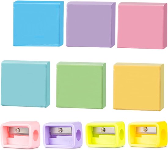 6 Pcs Kneading Erasers - Soft Malleable Erasers - Eraser Set met 4 Pencil Sharpeners voor Kleurrijk Tekenen en Schilderen - Schoolbenodigdheden van Kum.