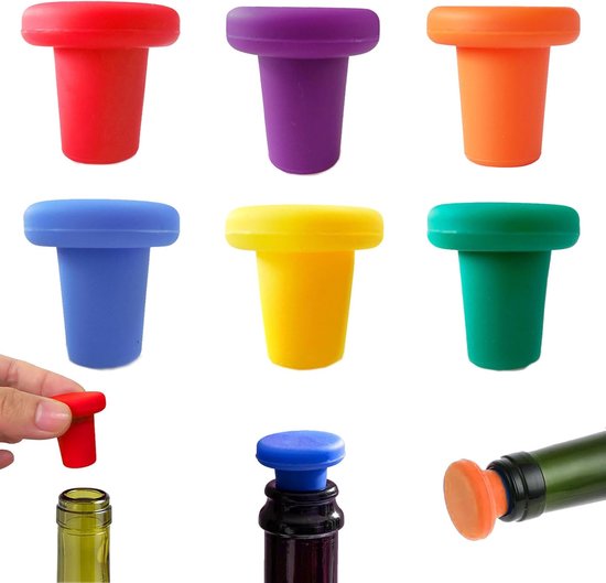 6 Pcs Silicone Bottle Caps - Universele Silicone Flessendoppen - Voor Bier- en Wijnflessen van GenietvanElkeSlok