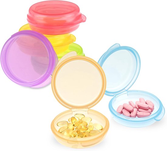 6 Pcs Small Vitamin Organizer Box - Travel Vitamin Container - Portable Daily Mini Vitamin Holder voor Pocket Wallet - Briefcase - BPA Free - Travel - Vitamin Cod - Liver Oil Storage Box van Merkloos	